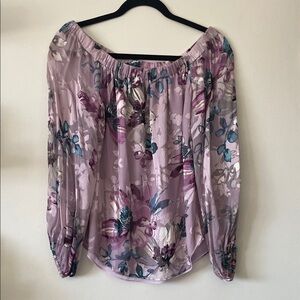 White House Black Market|Lilac Floral Off-Shoulder Women's Top|Small|EUC